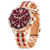 Smartwatch Lujo Rose: Cristales Brillantes + Detalles Rojos – Elegancia Premium en tu Muñeca