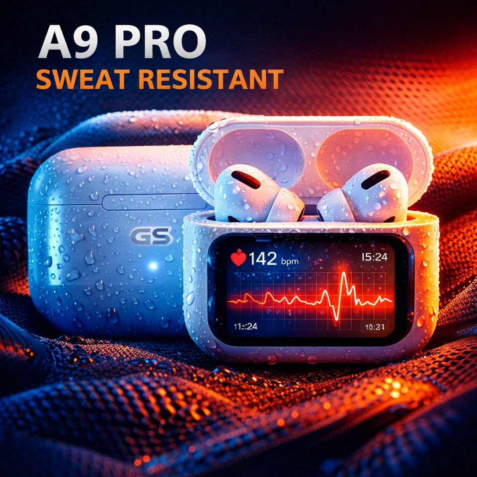 ¡Auriculares Bluetooth A9 Pro: Sonido Premium con Pantalla Táctil Inteligente!