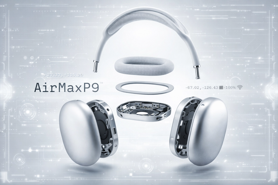 ¡AirMax P9: Auriculares Bluetooth con Subwoofer, Conforto Máximo y Ruido Cero!