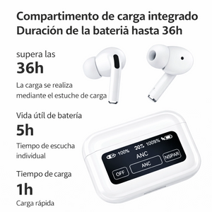 ¡Auriculares Bluetooth A9 Pro: Sonido Premium con Pantalla Táctil Inteligente!