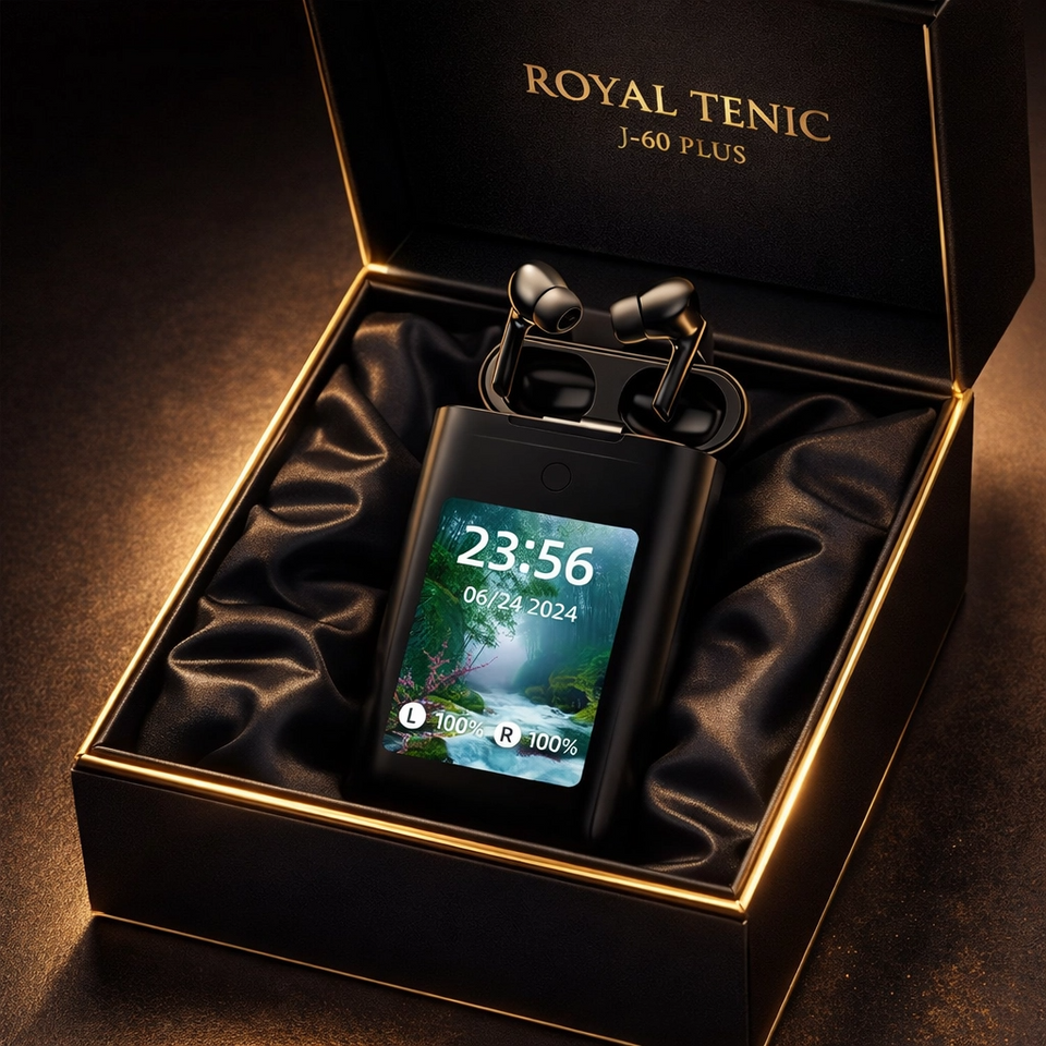 Royal Tenic J-60 Plus: Powerbank 8000mAh + Auriculares TWS Bluetooth 5.3 y Linterna – ¡Energía, Música y Luz en un Solo Dispositivo!