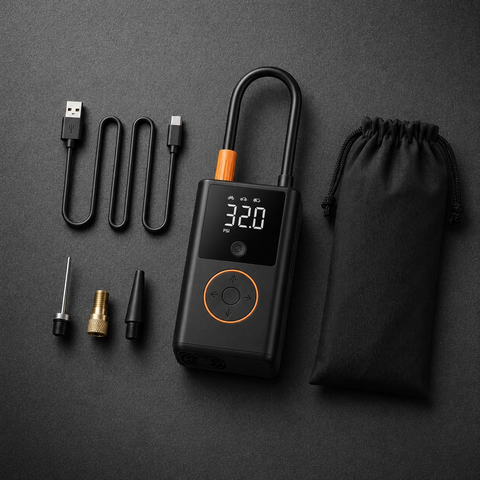 Mini Compresor de Aire Portátil 150 PSI – Inflador Inteligente Recargable para Coches, Motos y Bicicletas