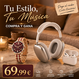 Combo Sonido & Elegancia: AirMax + TWS + Smartwatch Lujo Rose GRATIS