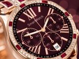 Smartwatch Lujo Rose: Cristales Brillantes + Detalles Rojos – Elegancia Premium en tu Muñeca